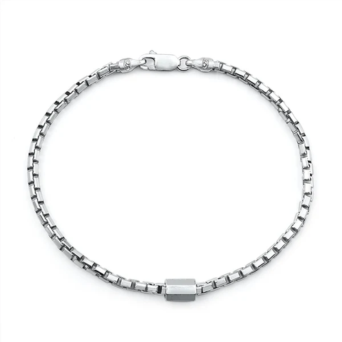 Italian Sterling Silver Rhodium Plated 057 Box Bracelet