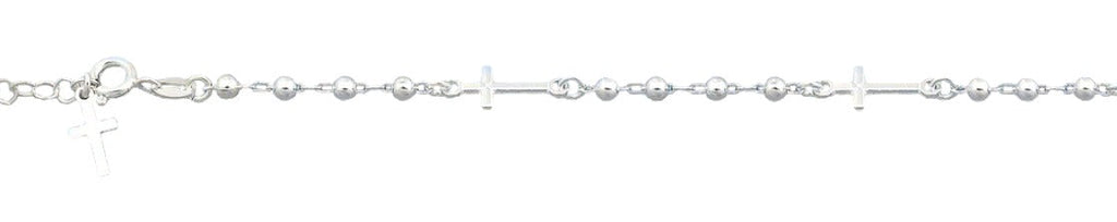 Sterling Silver Polished Cross Bead Bracelet