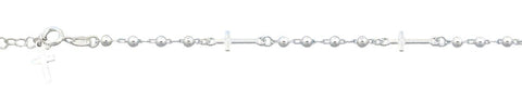 Sterling Silver Polished Cross Bead Bracelet