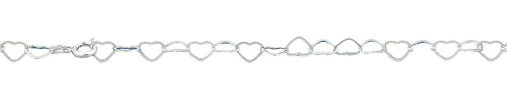 Sterling Silver Polished 6.2mm Hearts Bracelet