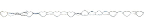 Sterling Silver Polished 6.2mm Hearts Bracelet