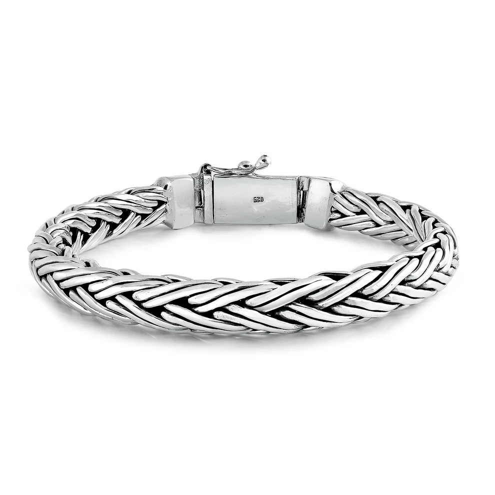 Sterling Silver Oxidized Handmade Thai Weave Bracelet