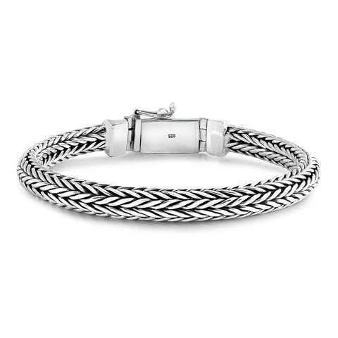 Sterling Silver Oxidized 6.6mm Handmade Thai Weave Bracelet