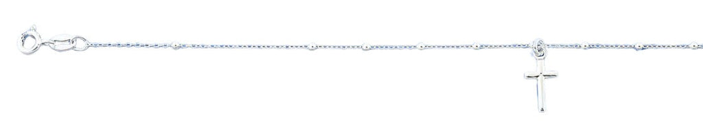 Sterling Silver Polished Cross Charm Bracelet