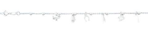 Sterling Silver Polished Lucky Charms Bracelet