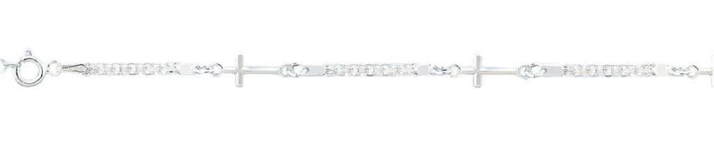 Italian Sterling Silver Crosses Bracelet