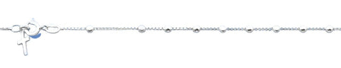 Sterling Silver Polished 10mm Cross Bracelet