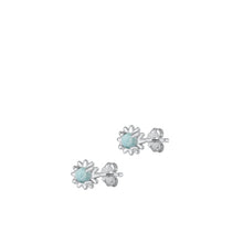 Load image into Gallery viewer, Sterling Silver Rhodium Plated Genuine Larimar Earrings