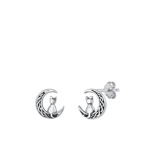 Sterling Silver Oxidized Celtic Moon Earrings
