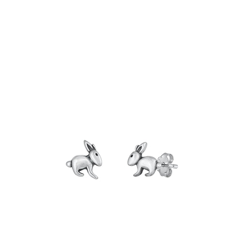 Sterling Silver Oxidized Rabbit Earrings