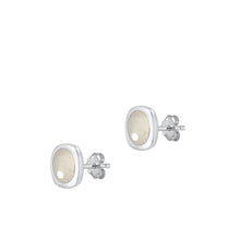 Load image into Gallery viewer, Sterling Silver Polished Genuine Moonstone Earrings-8.2mm