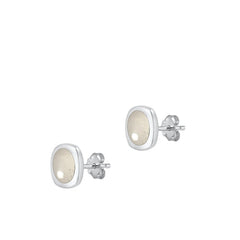Sterling Silver Polished Genuine Moonstone Earrings-8.2mm