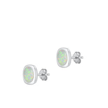 Load image into Gallery viewer, Sterling Silver Polished White Lab Opal Earrings-8.2mm