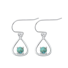 Sterling Silver Oxidized Genuine Turquoise Earrings-15.2mm