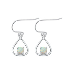 Load image into Gallery viewer, Sterling Silver Oxidized White Lab Opal Earrings-15.2mm
