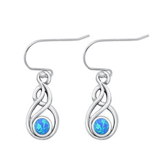 Sterling Silver Oxidized Blue Lab Opal Earrings-21.5mm