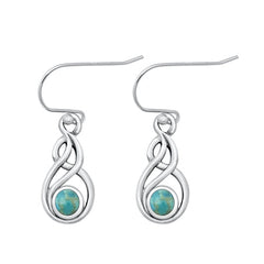 Sterling Silver Oxidized Genuine Turquoise Earrings-21.5mm