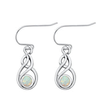 Load image into Gallery viewer, Sterling Silver Oxidized White Lab Opal Earrings-21.5mm