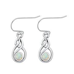 Sterling Silver Oxidized White Lab Opal Earrings-21.5mm