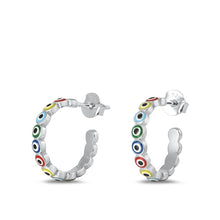 Load image into Gallery viewer, Sterling Silver Rhodium Plated Evil Eye Earrings