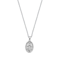 Sterling Silver Rhodium Plated Virgin Mary Necklace