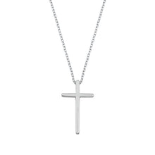 Load image into Gallery viewer, Sterling Silver Rhodium Plated Plain Cross Necklace