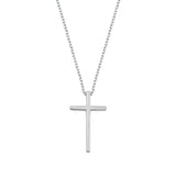 Sterling Silver Rhodium Plated Plain Cross Necklace