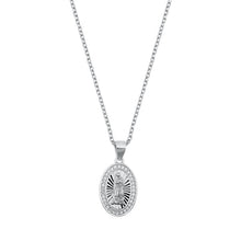 Load image into Gallery viewer, Sterling Silver Rhodium Plated Clear CZ Virgin Mary Necklace