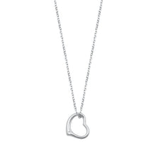 Load image into Gallery viewer, Sterling Silver Rhodium Plated Clear CZ Floating Heart Necklace