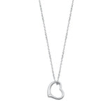 Sterling Silver Rhodium Plated Clear CZ Floating Heart Necklace