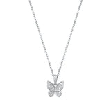 Sterling Silver Rhodium Plated Clear CZ Butterfly Necklace