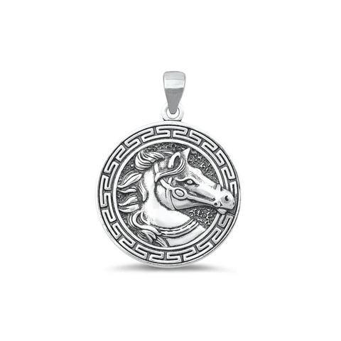 Sterling Silver Oxidized Horse Pendant