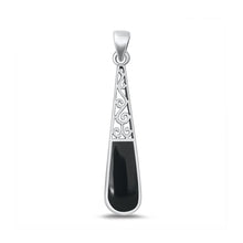 Load image into Gallery viewer, Sterling Silver Oxidized Black Agate Pendant-32mm