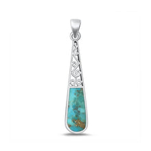 Load image into Gallery viewer, Sterling Silver Oxidized Genuine Turquoise Pendant-32mm
