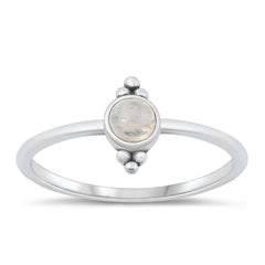 Sterling Silver Round Moonstone Ring