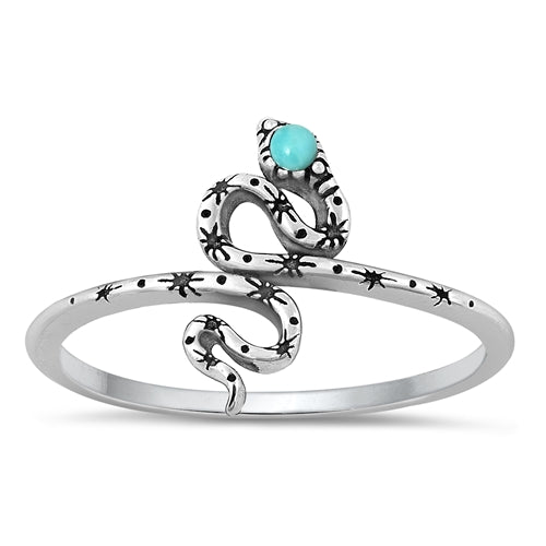 Sterling Silver Oxidized Genuine Turquoise Snake Ring