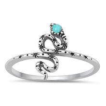 Load image into Gallery viewer, Sterling Silver Oxidized Genuine Turquoise Snake Ring