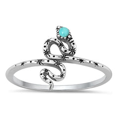 Sterling Silver Oxidized Genuine Turquoise Snake Ring