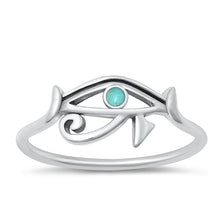 Load image into Gallery viewer, Sterling Silver Oxidized Genuine Turquoise Eye of Horus Ring
