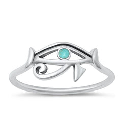 Sterling Silver Oxidized Genuine Turquoise Eye of Horus Ring