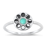 Sterling Silver Oxidized Genuine Turquoise Moon Phases Ring