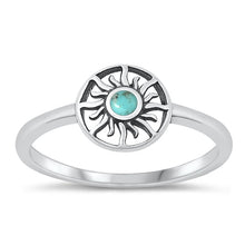 Load image into Gallery viewer, Sterling Silver Oxidized Genuine Turquoise Sun Ring