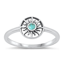 Sterling Silver Oxidized Genuine Turquoise Sun Ring