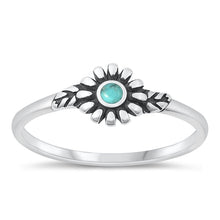 Load image into Gallery viewer, Sterling Silver Oxidized Genuine Turquoise Flower Ring