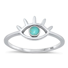 Load image into Gallery viewer, Sterling Silver Oxidized Genuine Turquoise Evil Eye Ring