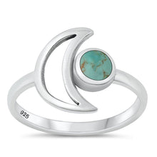 Load image into Gallery viewer, Sterling Silver Oxidized Genuine Turquoise Moon Ring