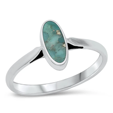 Load image into Gallery viewer, Sterling Silver Oxidized Oval Genuine Turquoise Stone Ring