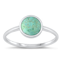Load image into Gallery viewer, Sterling Silver Simple Round Genuine Turquoise Ring