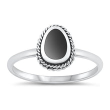 Load image into Gallery viewer, Sterling Silver Oval Braided Black Agate Ring