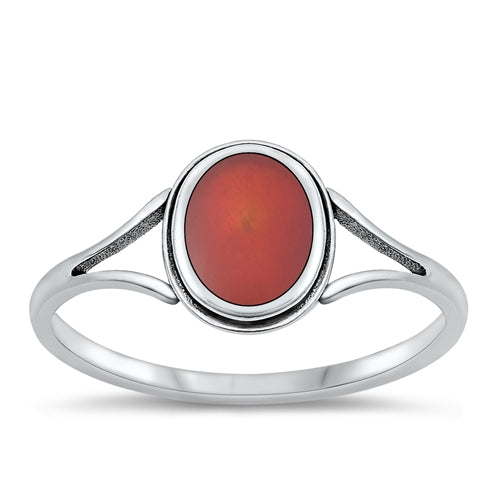 Sterling Silver Oxidized Red Agate Ring